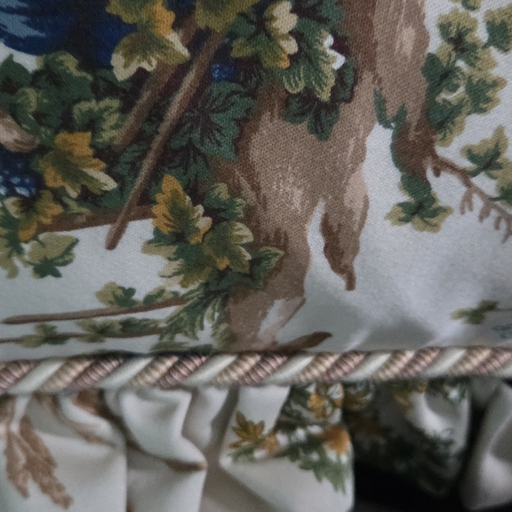 French Country Toile Ruffled Throw Pillows with Rustic Scene - Picture 13 of 17